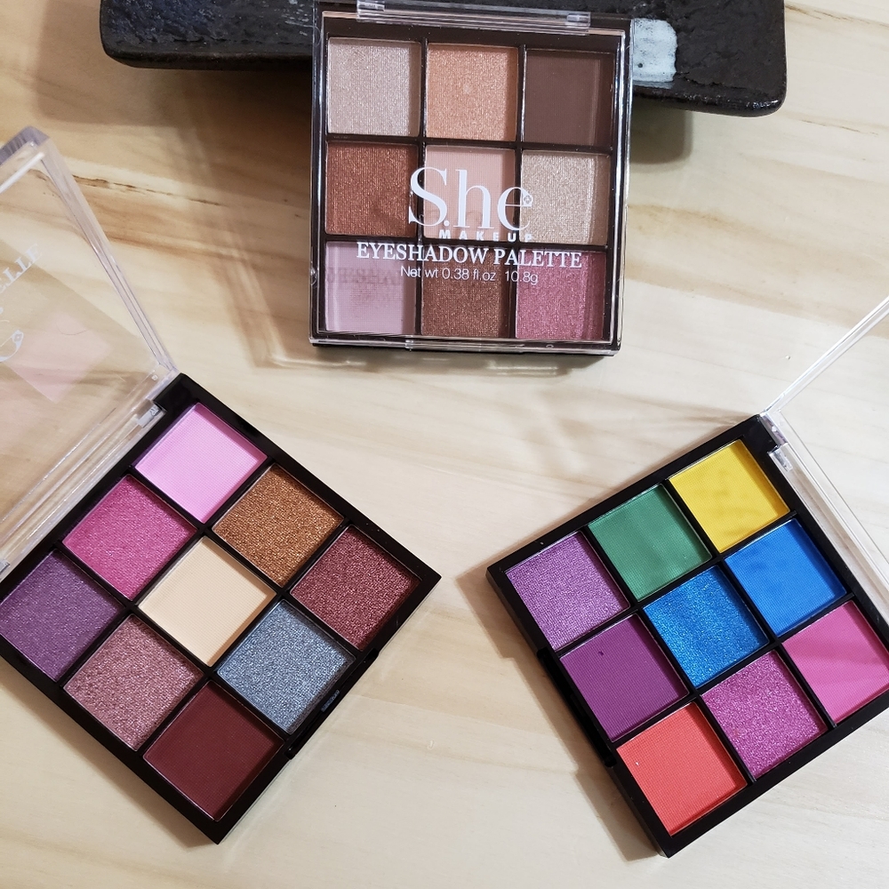 She Makeup 9 Color Eyeshadow Palette Mini Portable Sizes 3 Styles to Choose From